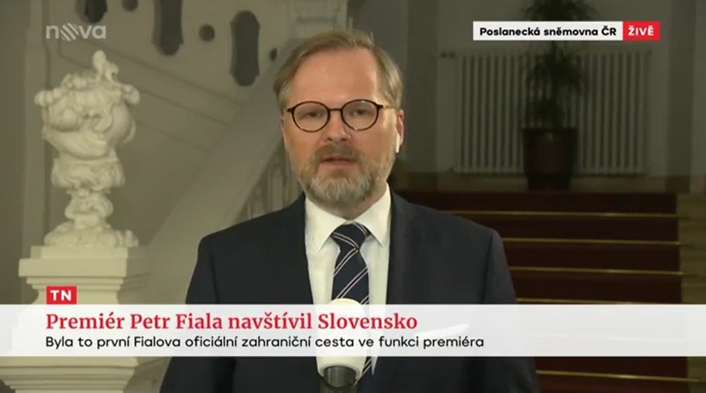 Petr Fiala: Televizní noviny: První zahraniční návštěva Slovenska