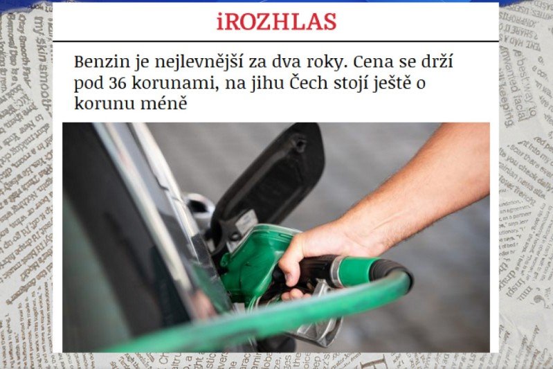 Benzin je nejlevnější za dva roky. Cena se drží pod 36 korunami, na jihu Čech stojí ještě o korunu méně