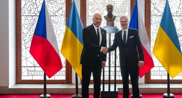Premiér Fiala jednal v Praze se svým ukrajinským protějškem Denysem Šmyhalem
