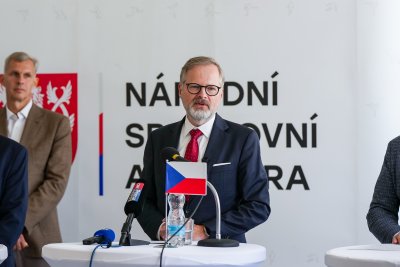 Premiér Petr Fiala v Národním sportovním centru Nymburk: Rozpočet na sport bude minimálně stejně vysoký jako v letošním roce